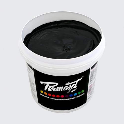Permaset Aqua Standard 1 Litre Black - Screen Printing Ink for Fabric - Ideal Screen Printing Kit for Home Office, Starter Kit, Fabric Paint, Screen Printer and Other Fabric Ink