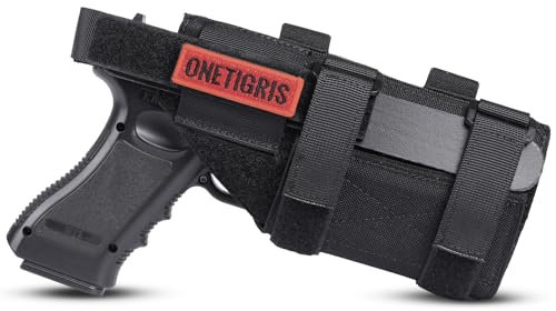 OneTigris 1000D Nylon Taktische Molle Pistolenholster Gürtelholster für Pistolen (Schwarz ohne Magazintasche)