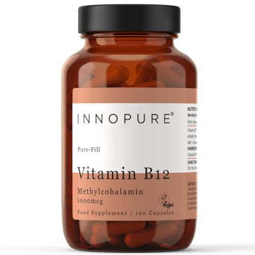 INNOPURE Vitamin B12 Methylcobalamin 1000mcg (No Fillers or Binders) Pure-Fill Supplement, 120 Vegan Capsules - 4 Month Supply