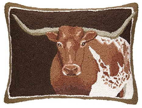Peking Handicraft Longhorn Hook Pillow, 16 by 22-Inch, Multicolor