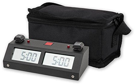 Chronos GX Digital Game Chess Clock - Button - Black with Carrying Bag