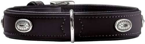 HUNTER SOFTIE STONE Hundehalsband, Kunstleder, mit Applikationen, pflegeleicht, 55 (M-L), schwarz
