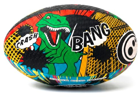 OPTIMUM Unisex vuxen dinosaurie stad rugbyboll, dinostad, storlek 5, flerfärgad, 5