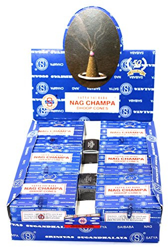 Shrinivas Sugandhalaya Satya Sai Baba Nag Champa Lot de 144 cônes d'encens Dhoop