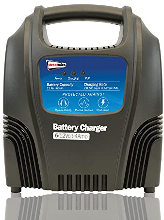 Streetwize Portable Battery Charger – Fast, Safe Home and Travel Charging for Cars, Motorcycles, and Lawnmowers – Reliable Battery Booster with LED Display