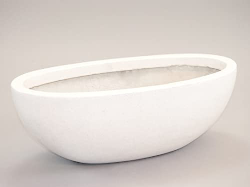 Elegant Einrichten Pflanzschale Fiberglas oval 51x23xH18cm Perlmutt weiß.