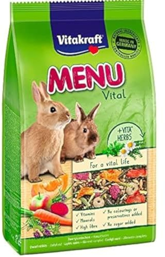 Vitakraft - Menú Premium Vital para Conejos con Cereales, Manzanas y Verduras - 1 kg