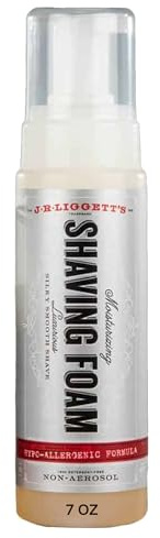 J.R.LIGGETT'S Shaving Foam - Shaving Cream for Men & Women, Gentle Formula with Olive & Coconut Oil, Detergent, Aerosol, & Sulfate-Free, Smooth Hydration for Daily Grooming & Travel, 7 oz