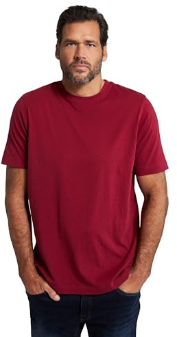 JP 1880 Herren große Größen Übergrößen Menswear L-8XL T-Shirt, Basic, Rundhals, gekämmte Baumwolle dunkelrot 7XL 702558540-7XL