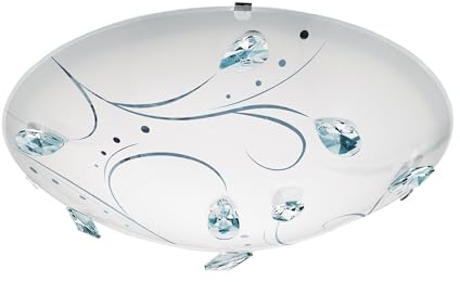 EGLO LED taklampa Sorrenta 1, 1-lågig klassisk taklampa | vardagsrumslampa i metall och glas med kristaller i vitt, sovrumslampa, LED-lampa för hall i neutralvitt ljus