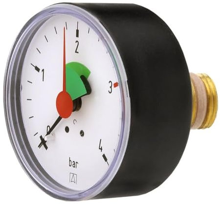 Cornat T593701 Manometer 0-4 bar, selbstdichtend für Anschluss von hinten, 3/8 Zoll
