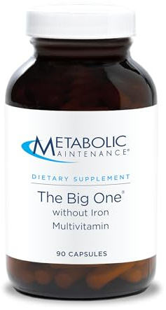 Metabolic Maintenance The Big One - Once Daily Iron-Free Multivitamin Mineral Supplement - Folate, B Vitamins, Biotin, Antioxidants + Vitamin K, Immune Support Nutrients Vitamin A + C (90 Capsules)