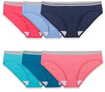 Fruit of the Loom Women's 6 Pack Heather Low-Rise Hipster Panties, Assorted, 8