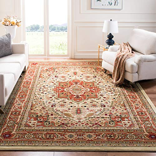 SAFAVIEH Lyndhurst Collection Area Rug - 9' x 12', Ivory & Rust, Traditional Oriental Design, Non-Shedding & Easy Care, Ideal for High Traffic Areas in Living Room, Bedroom (LNH330R)