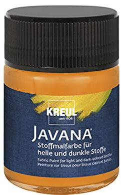 Kreul 91958 - Peinture pour Tissu Javana pour Tissus clairs et foncés, 50 ML Verre Orange, caractère pâteux, pour tamponner et pochoiriser, résistant au Lavage après Fixation