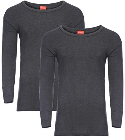 Heatwave® Lot de 2 T-shirts thermiques à manches longues pour homme, sous-vêtements chauds, S M L XL XXL, charbon, M