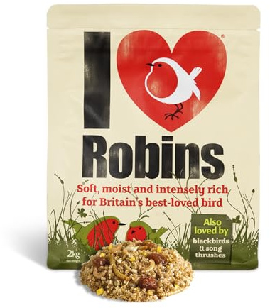 Robin Food 2kg - I Love Robins - super-rich high energy bird food for robins, blackbirds and thrushes, Brown