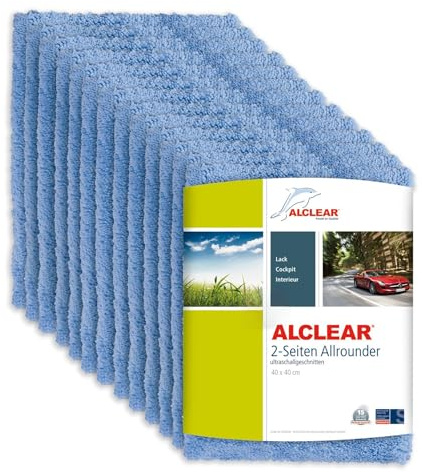 ALCLEAR Poleringsdukar 2-sidig allround för bil motorcykel och polermaskin, detaljerat mikrofiber polerduk set, 20-pack, absorberande 40 x 40 cm blå