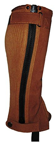 Hands On Equestrian Childrens Horse Riding Chaps Gaiters Black or Brown Amara Leather (Brown, Extra Small)