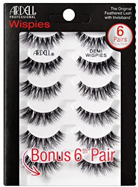 Ardell False Eyelashes Demi Wispies | 6-Pair Multipack | Natural-Looking Wispy Effect | Medium Volume & Length | Comfortable Invisiband | Vegan-Friendly & Cruelty-Free | Pack of 6