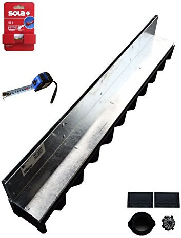 Set 9 Schlitzrinne mit Schlitzaufsatz 105mm verzinkt 1 Zubehörset, 1 Schnurwasserwaage, 1 Rollmaß 5 Meter