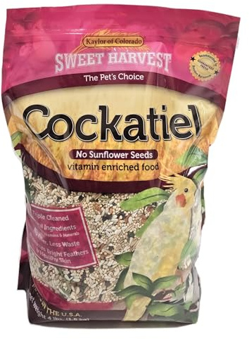 Sweet Harvest Cockatiel Bird Food (No Sunflower Seeds), 4 lbs Bag - Seed Mix for Cockatiels