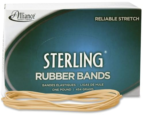 Alliance Rubber 25405 Sterling Rubber Bands Size #117B, 1 Pound Box Contains Approx. 250 Bands (7 x 1/8, Natural Crepe)