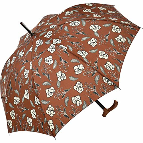 M&P Doppler Stützschirm mit Fritzgriff aus Holz mit Automatik stabil Flower braun