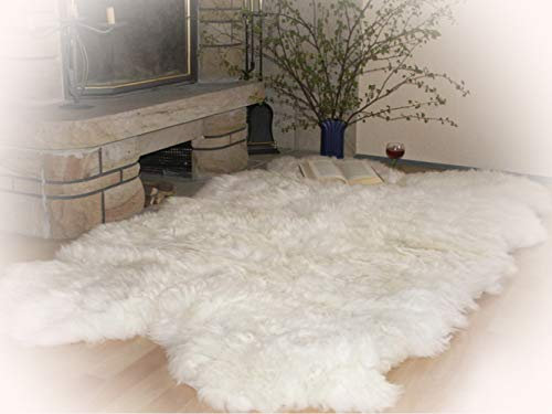 Natur-Fell-Shop - Alfombra de piel de oveja (4 pieles), color blanco