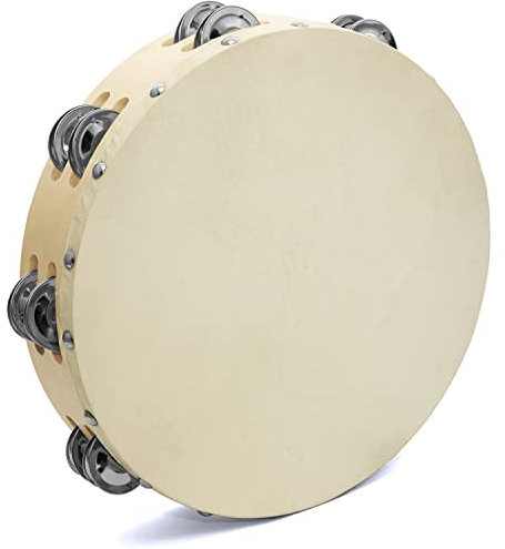 Tiger TAM98-10 Tambourin mit Naturfell - 10 - Doppel-Reihe
