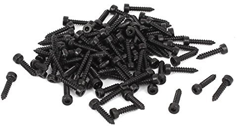 sourcing map Tornillos autorroscantes de cabeza hexagonal de acero al carbono roscado de 2 mm x 10 mm 100 piezas