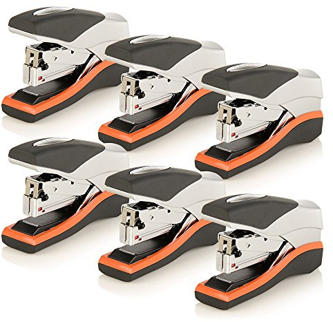Swingline häftapparat, halvremsa skrivbordshäftapparat, 40 arkkapacitet, låg kraft, kompakt storlek, kontor, skrivbord, Optima 40, orange/silver/svart 6-pack (87842) (S7087842-CS)