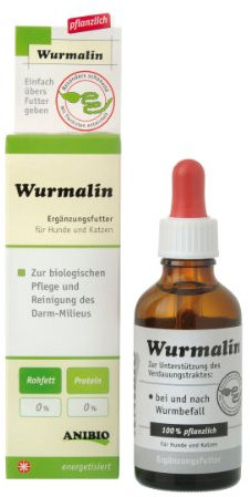 Anibio Wurmalin 50 ml – Ergänzungsfuttermittel für Hunde & Katzen – Schonende Darm-Milieu-Pflege mit Thymian, Passionsblume, Kamille, Echinacea & Fenchel – Mit Dosierpipette