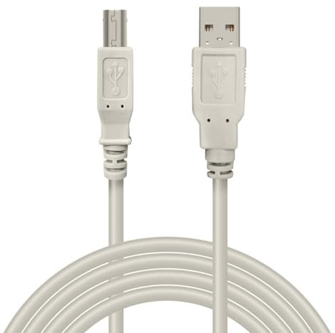 Waytex 11250 Câble Imprimante USB 2.0 USB A Mâle vers USB B Mâle 5,00 m, pour imprimante, scanner et périphériques avec USB-B - Gris