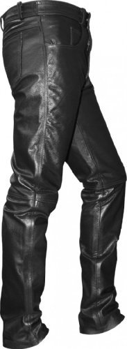 German Wear Lederhose lederjeans bikerjeans Jeans Hose aus Büffelleder Schwarz, Größe:52