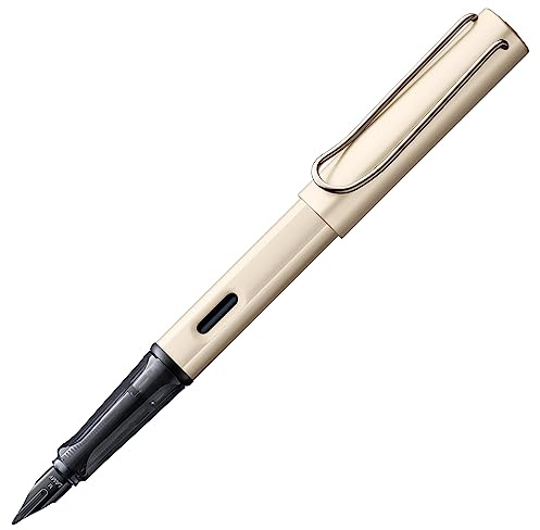 Lamy Lx Füller palladium – PVD-veredelte Feder & ergonomischer Griff – eloxiertes Aluminiumgehäuse – Strichbreite M – inkl. Tintenpatrone T 10 blau & Metalletui – für Rechtshänder
