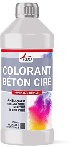 ARCANE INDUSTRIES Colorant pour béton ciré, Gamme Nuances minérales, décoration - 100 ML Flanelle Gris Foncé