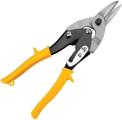 Performance Tool 1437 Heat Treated Alloy Steel Aviation Tin Snips with Plastic Safety Grip Handles - Versatile and Durable Pliers for Various Applications
