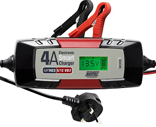 Maypole 4A Dual Voltage 6/12V Electronic Smart Car Battery Charger