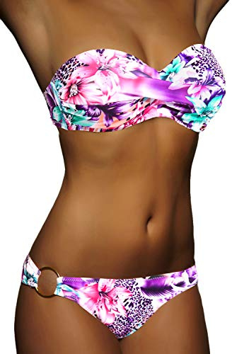 ALZORA Push Up Bandeau Twist 10446 - Costume da bagno da donna, diversi colori e misure Lilla s