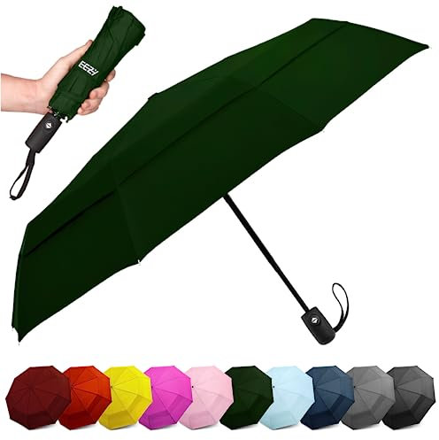 Windproof Travel Umbrella Auto Open Close, Compact 42 Folding Umbrella