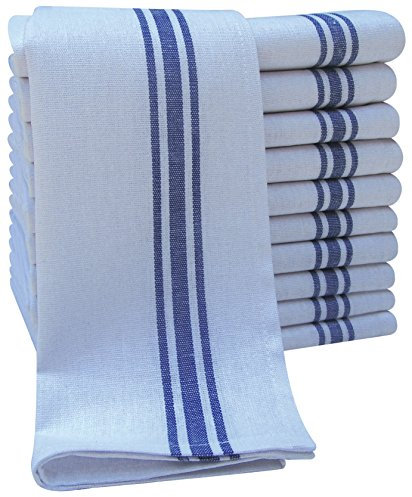 Pack of 10 Professional Catering Tea Towels – Heavy Duty Construction – Absorbent & Quick Dry – High Density Weave- Fade Resistant – Lint Free & No streaks - Bar, Restaurant Cloth (50 x 70 cm)