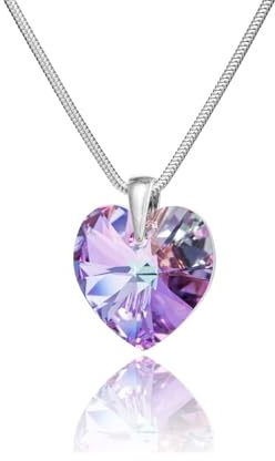 LILLY MARIE Colgante En Forma De Corazón De Cristal Y Plata De Ley Con Cadena