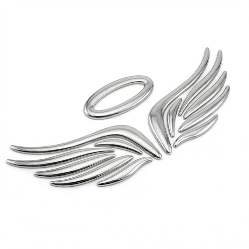 Incutex 3D Angel Självhäftande Bildekal, Bilens Logotyp Angel Tema Fordonsstyling, Silver