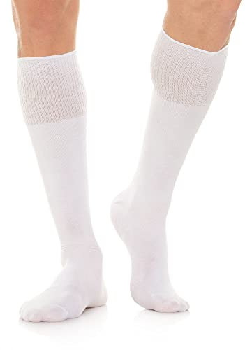 Relaxsan 560L (Bianco, Tg.5) Calze Senza Elastico Uomo Donna, Lunghe, Senza Compressione, Piedi Diabetici, Cotone e Crabyon