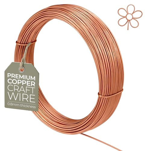 0.8mm (20 Gauge) x 6m Copper Non-Tarnish Craft Wire for Jewellery, Wire Wrapping, Sculpting, Hobby Craft, Wire Modelling