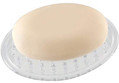 iDesign Plastic Soap Saver, Holder Tray for Bathroom Counter, Shower, Kitchen, 0.5 x 2.25 x 3.25, Set of 2, Clear