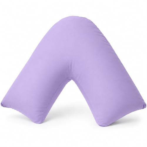 EDS Orthopaedic V Shaped Pillow with Washable Pillowcase Support Pillow for Neck Back & Shoulders Hollowfibre Filled V Pillow for Sleeping Reading Pregnancy & Nursing (70 x 35 cm) (Lilac)