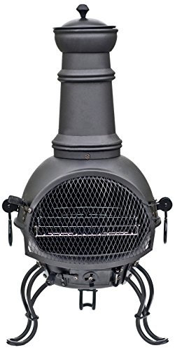 La Hacienda Murcia Medium Black Steel Chiminea with Grill (89cm)