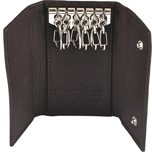 Ashford Ridge Real Leather Key Case Holder Card Wallet in Dark Brown